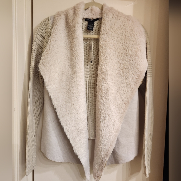 Grace Elements Faux Shearling and Suede Sweater Cardigan Jacket XS NWT - Picture 4 of 5